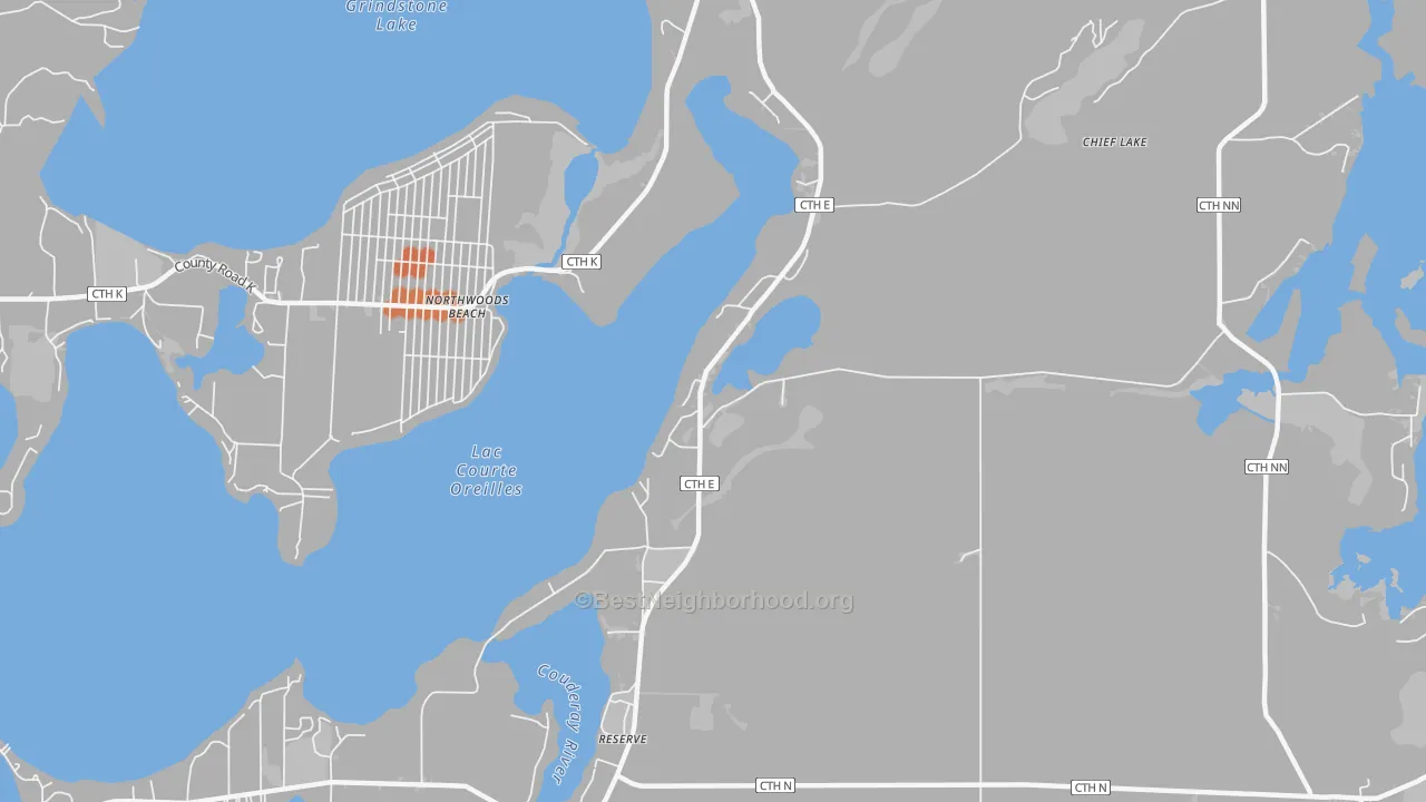 Bike Grade map of Chief Lake, WI