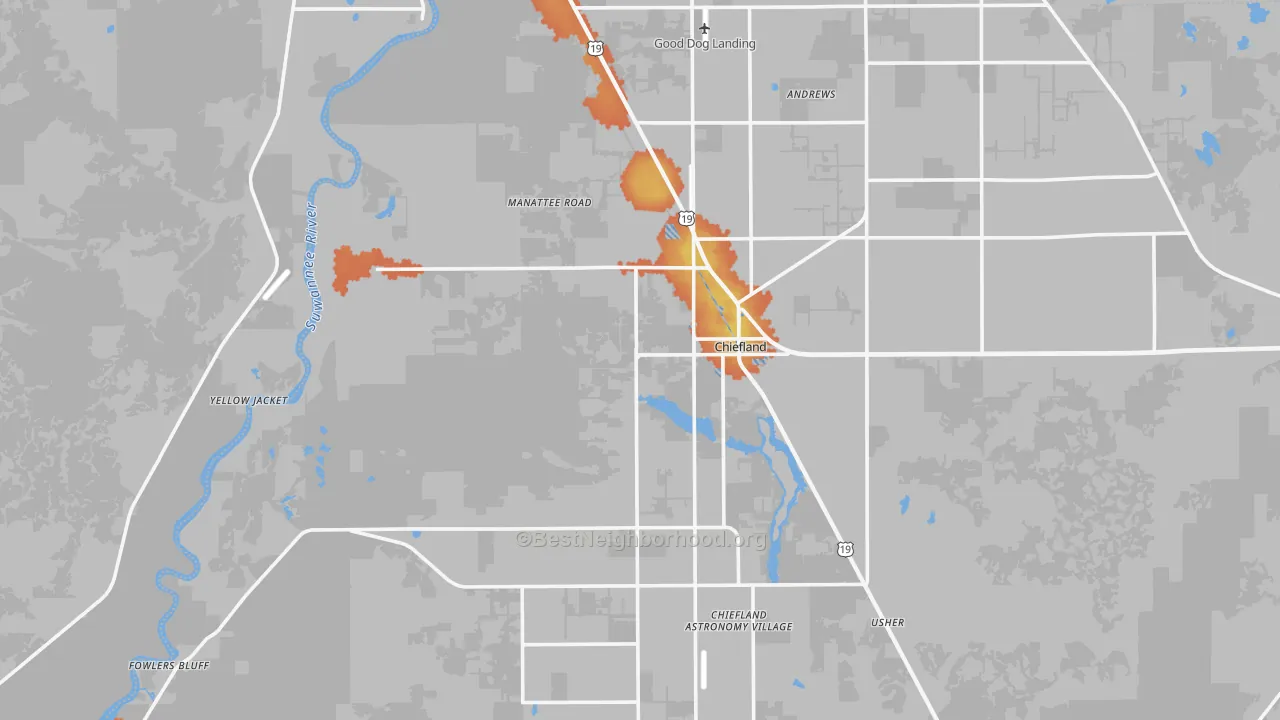 Bike Grade map of Chiefland, FL