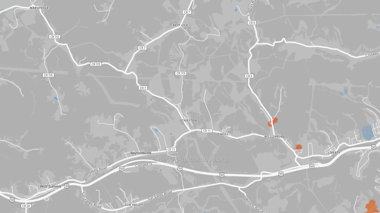 Bike Grade map of Chiefton, WV