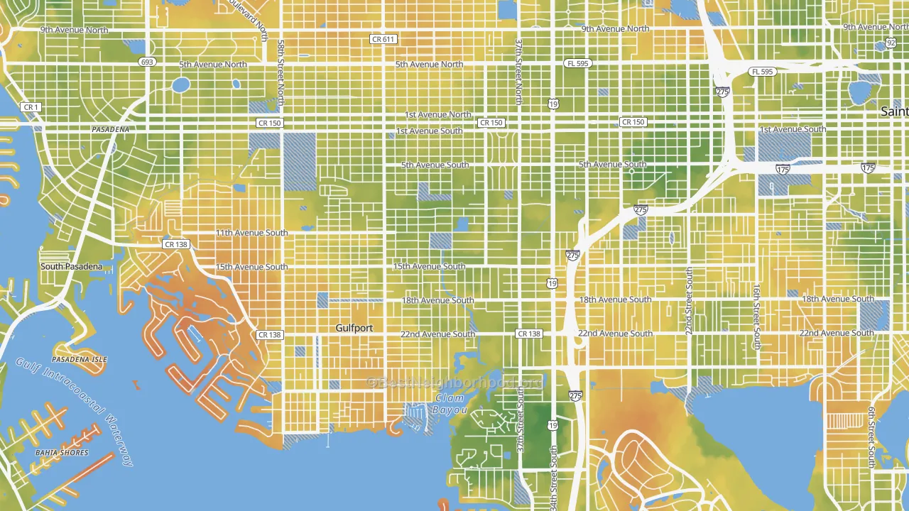 Bike Grade map of Childs Park, St. Petersburg, FL