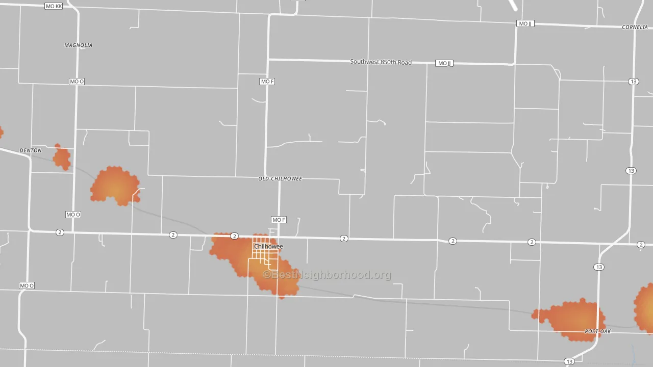 Bike Grade map of Chilhowee, MO