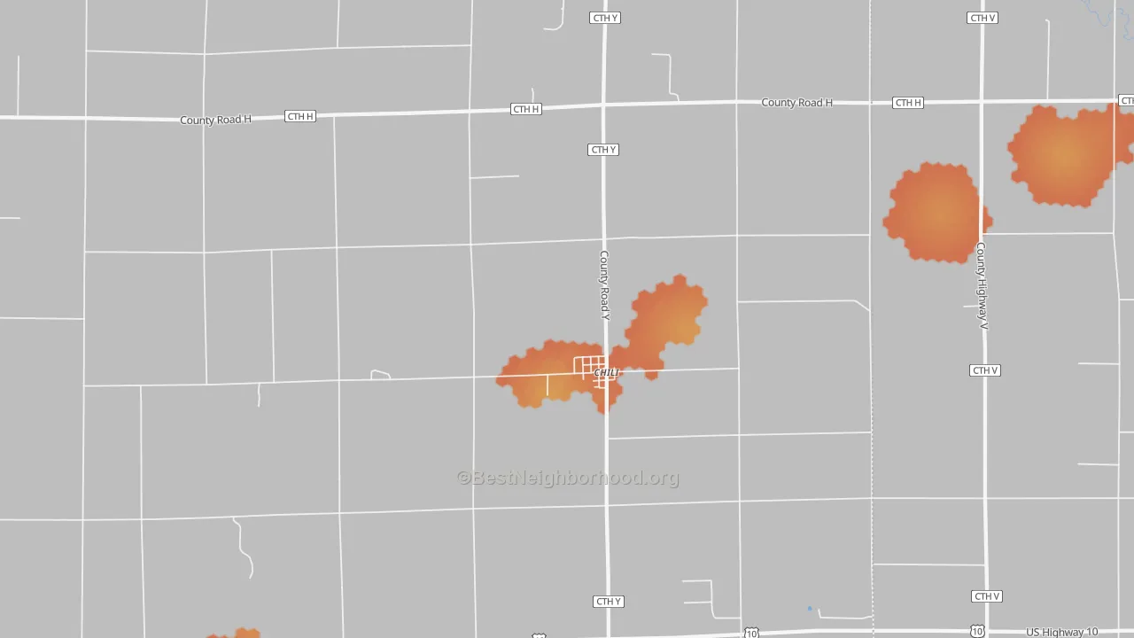 Bike Grade map of Chili, WI
