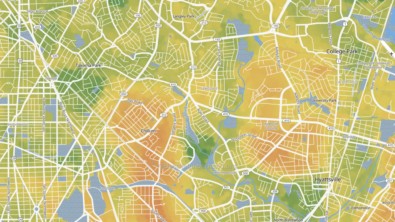 Bike Grade map of Chillum, MD