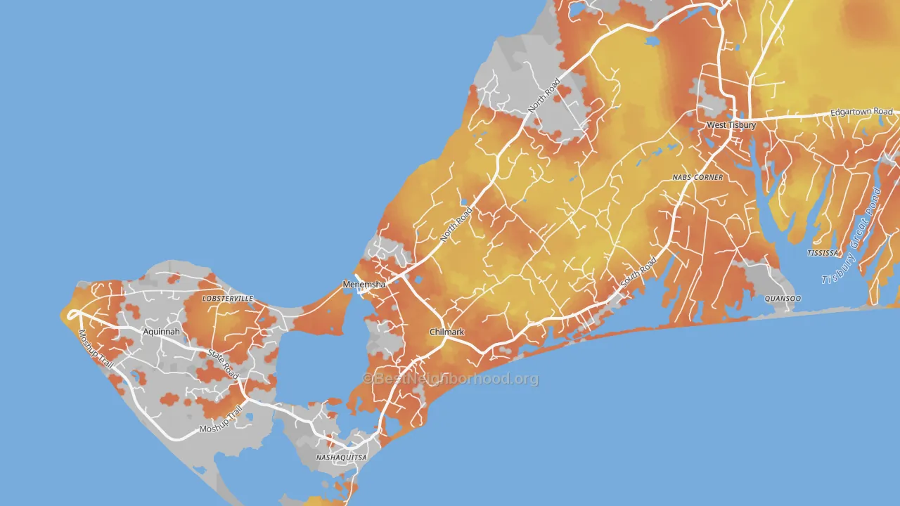 Bike Grade map of Chilmark, MA