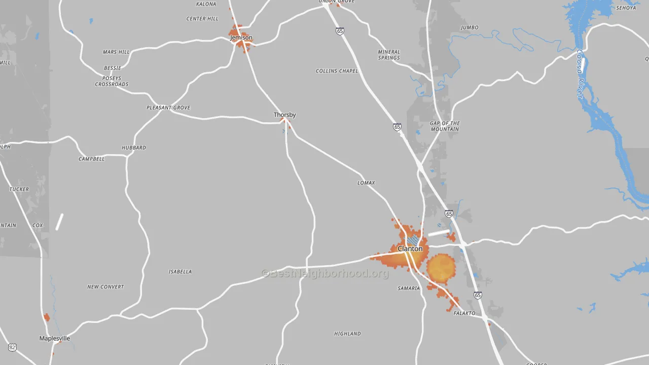 Bike Grade map of Chilton County, AL
