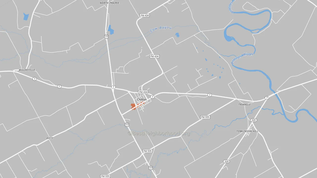 Bike Grade map of Chilton, TX
