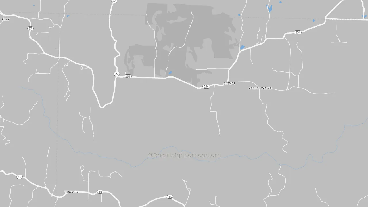 Bike Grade map of Chimes, AR