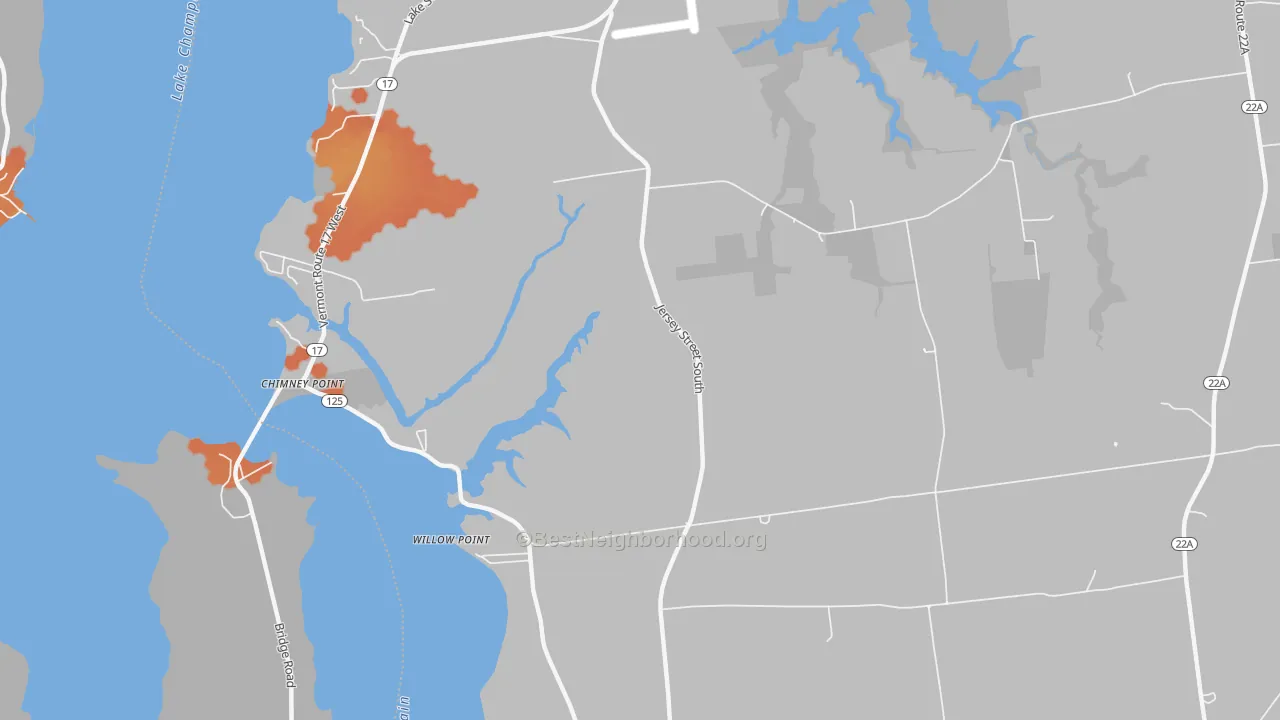 Bike Grade map of Chimney Point, VT