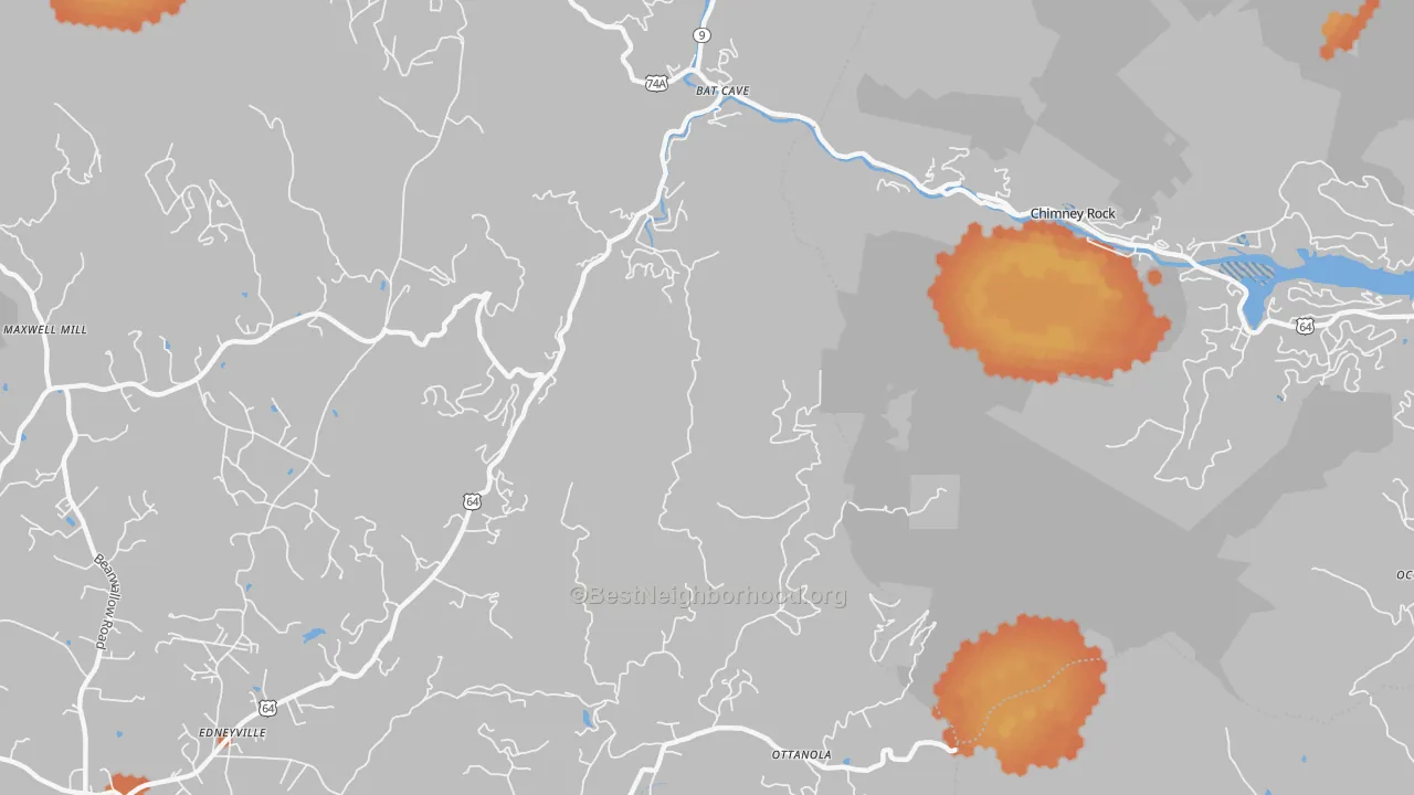 Bike Grade map of Chimney Rock, NC