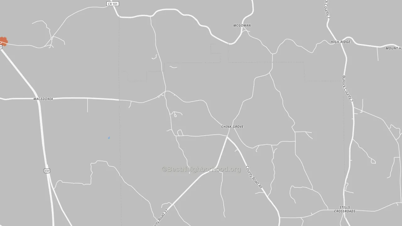 Bike Grade map of China Grove, AL