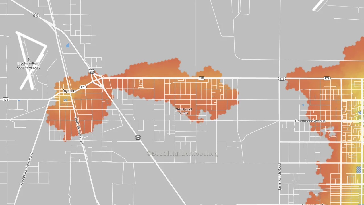 Bike Grade map of China Lake Acres, CA