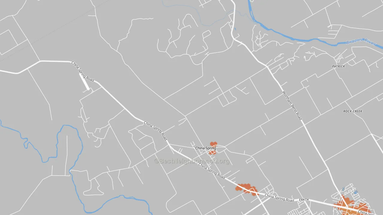 Bike Grade map of China Spring, TX