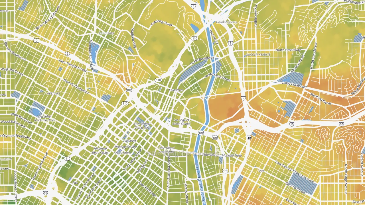 Bike Grade map of Chinatown, Los Angeles, CA