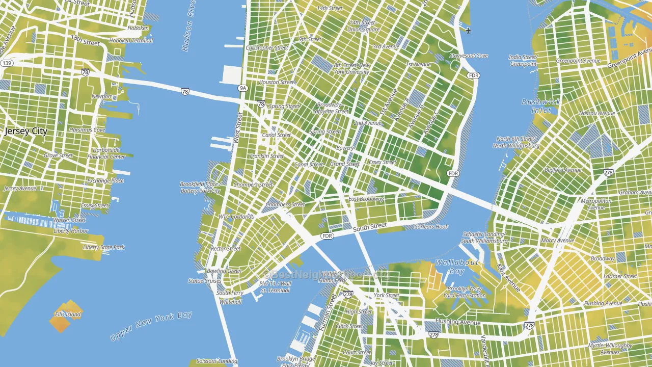 Bike Grade map of Chinatown, Manhattan, NY