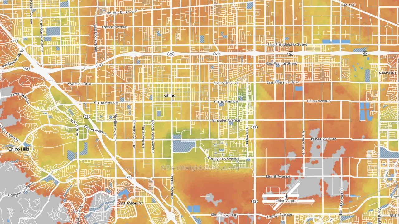 Bike Grade map of Chino, CA