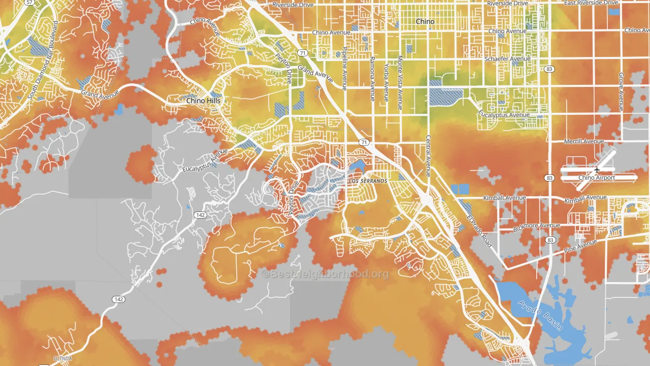 Bike Grade map of Chino Hills, CA