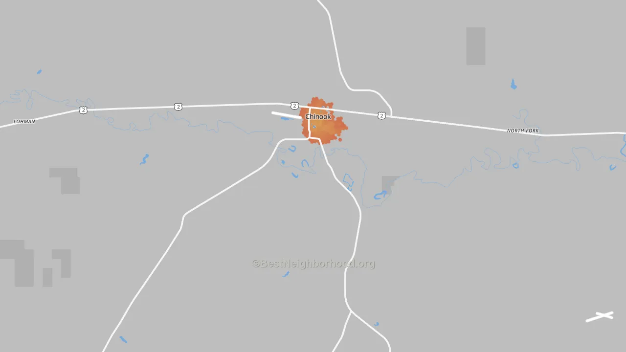 Bike Grade map of Chinook, MT