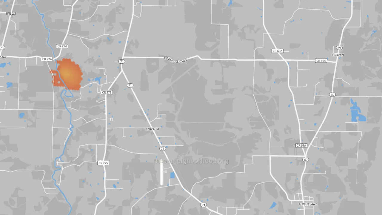 Bike Grade map of Chipola, FL