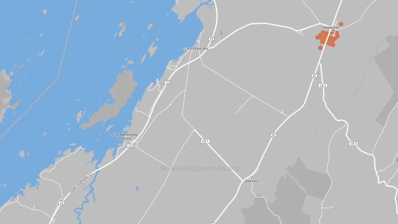 Bike Grade map of Chippewa Bay, NY