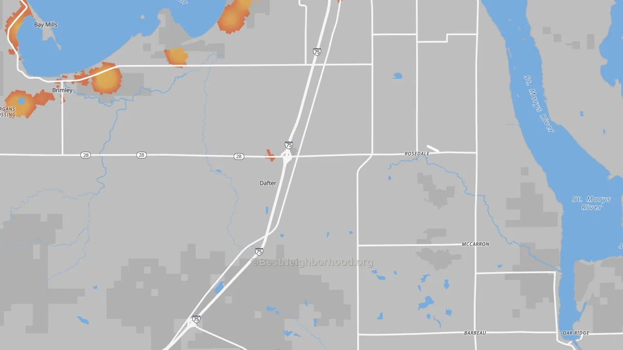 Bike Grade map of Chippewa County, MI