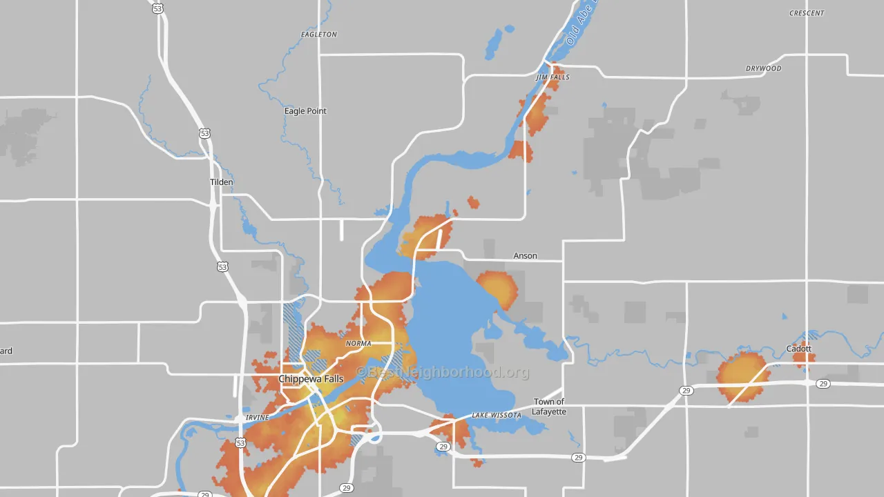 Bike Grade map of Chippewa County, WI