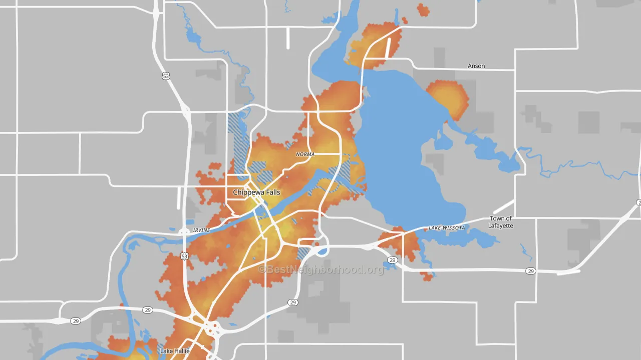 Bike Grade map of Chippewa Falls, WI