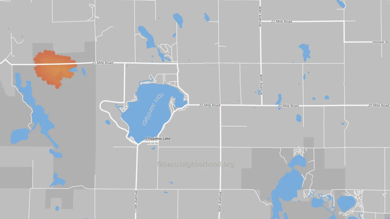 Bike Grade map of Chippewa Lake, MI