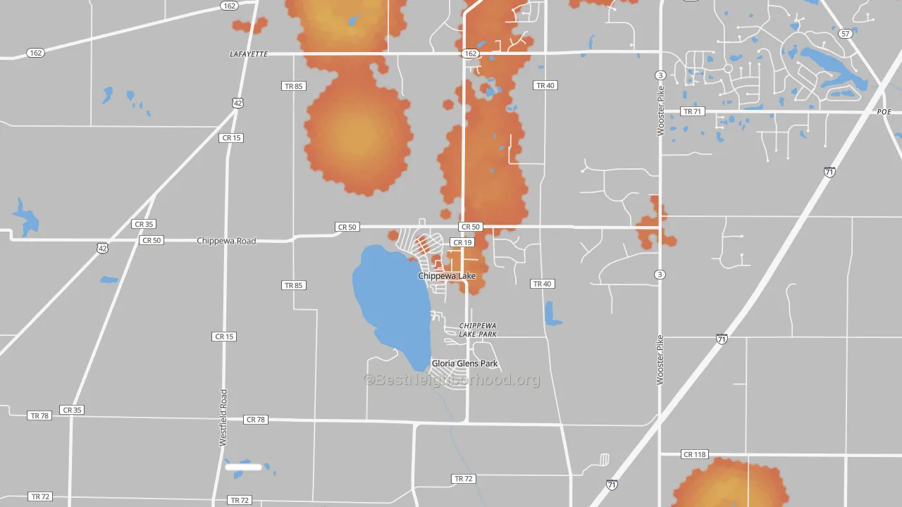 Bike Grade map of Chippewa Lake, OH
