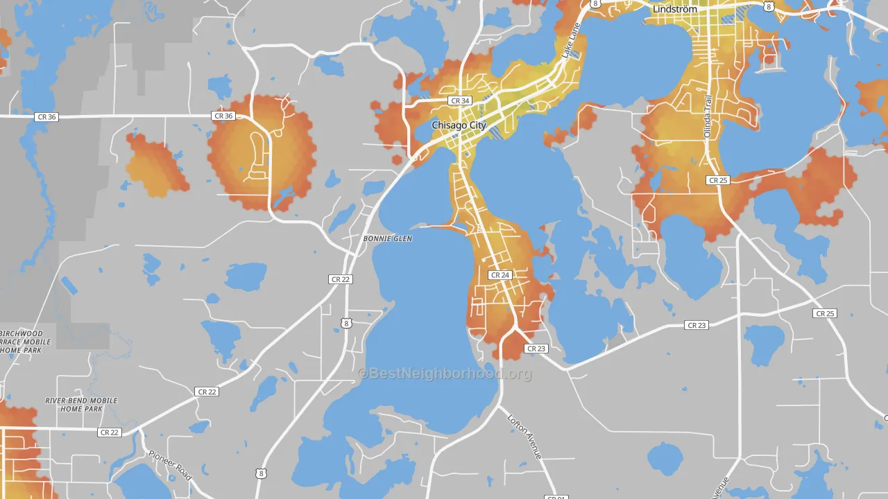 Bike Grade map of Chisago City, MN