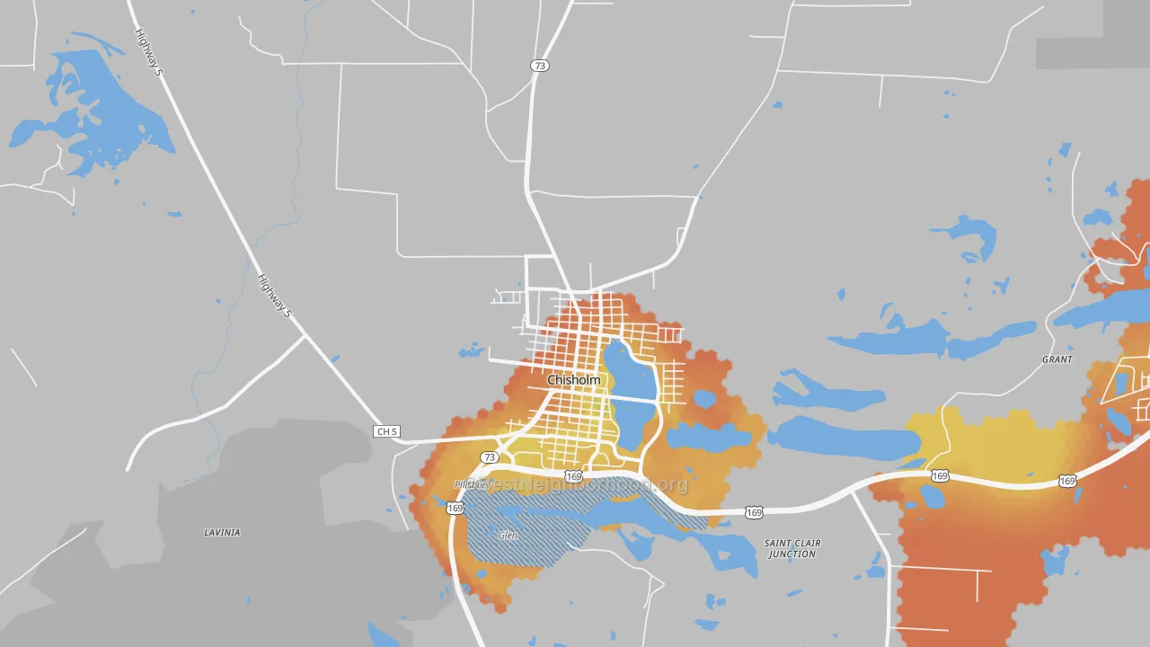 Bike Grade map of Chisholm, MN