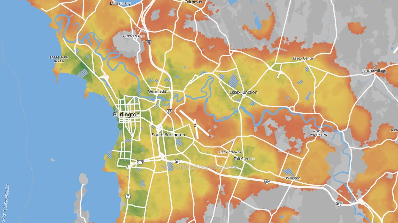 Bike Grade map of Chittenden County, VT