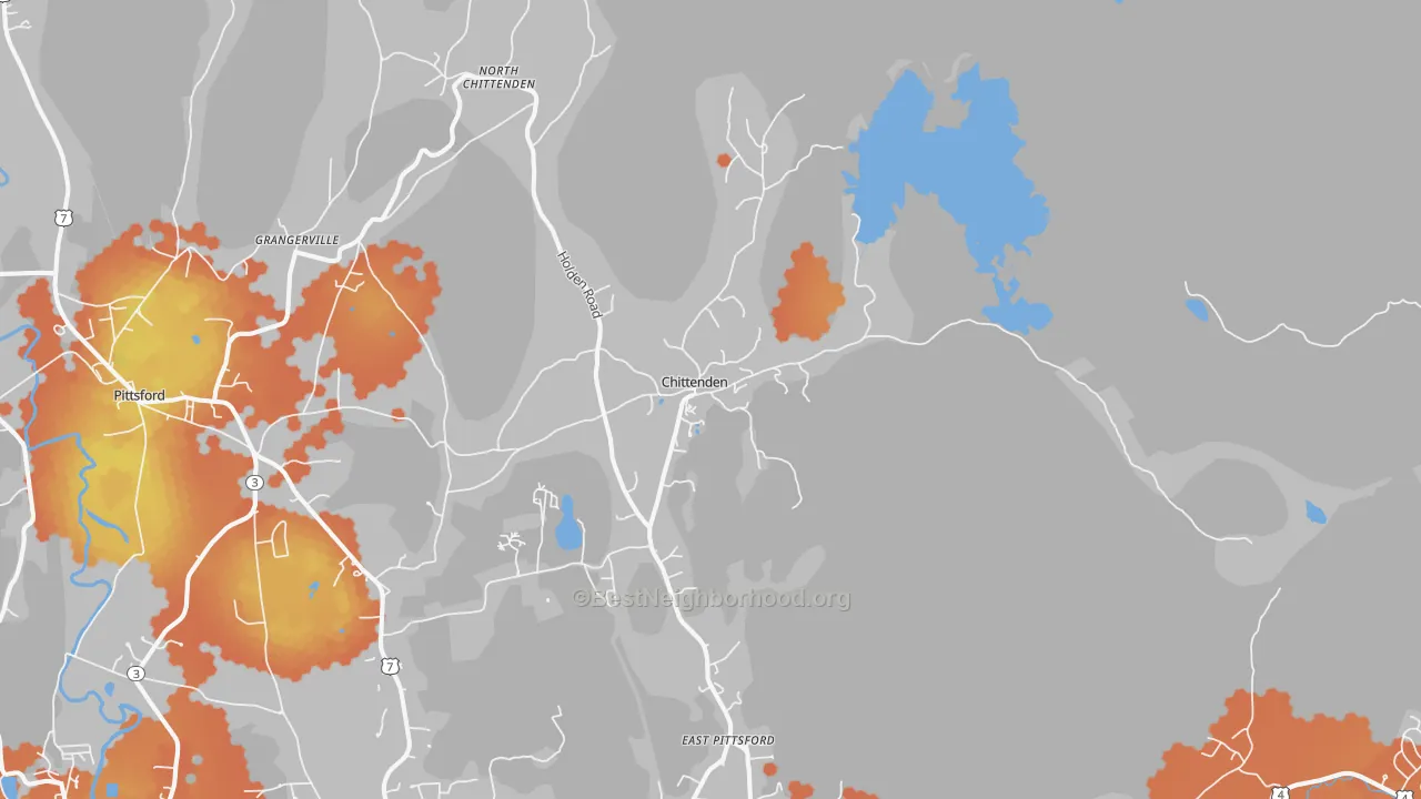 Bike Grade map of Chittenden, VT