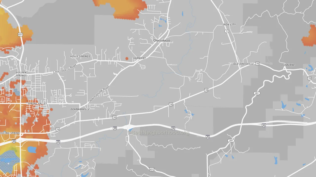 Bike Grade map of Choccolocco, AL