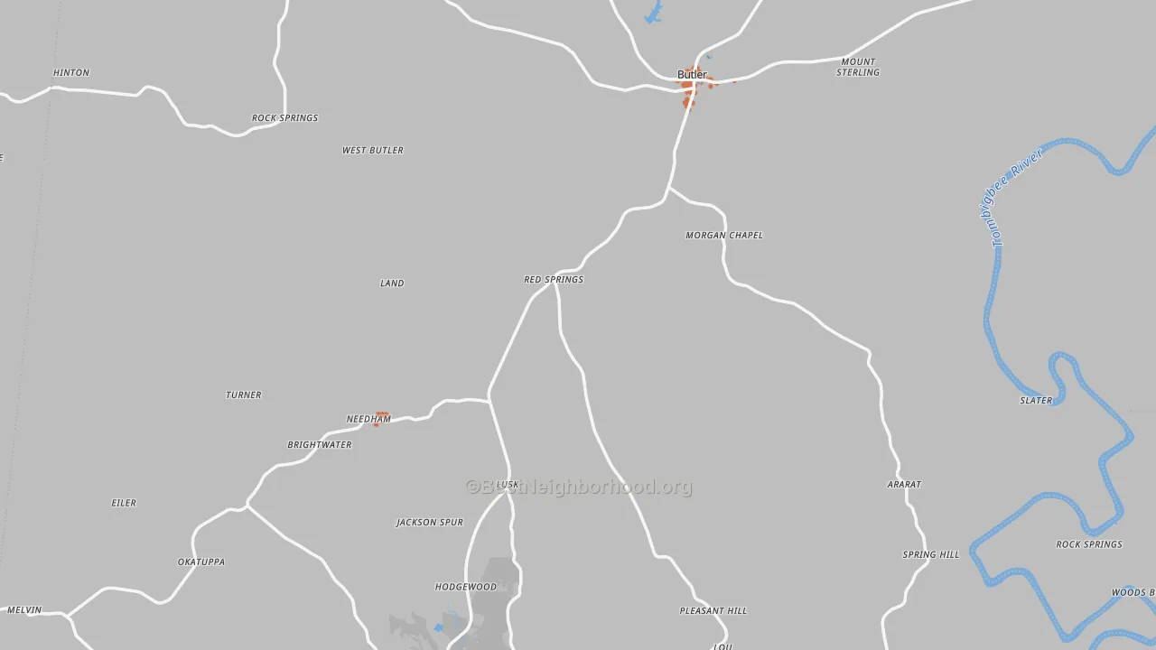Bike Grade map of Choctaw County, AL