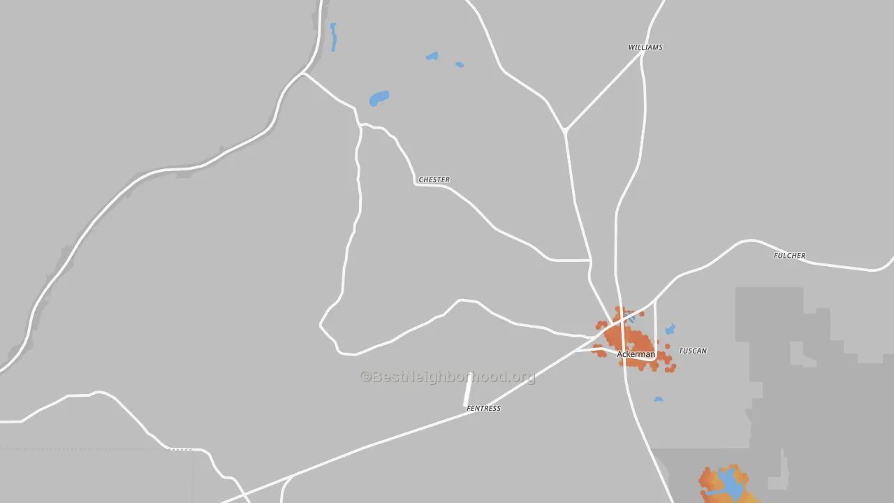 Bike Grade map of Choctaw County, MS