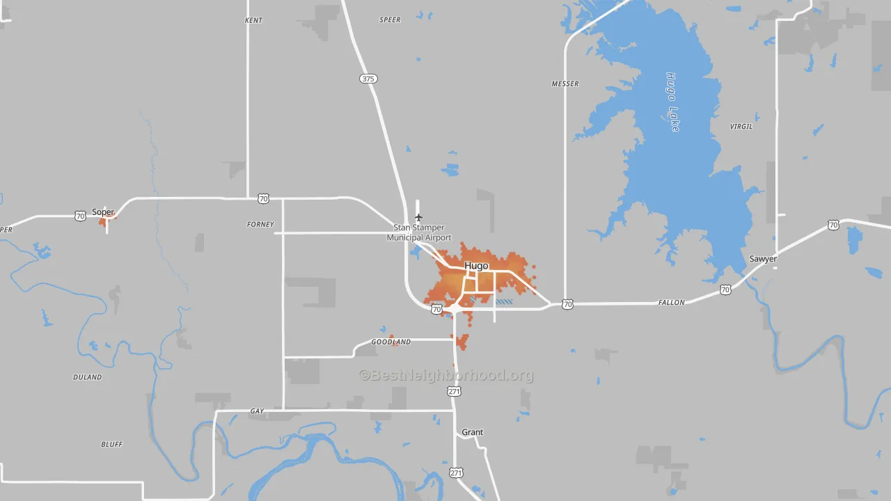 Bike Grade map of Choctaw County, OK