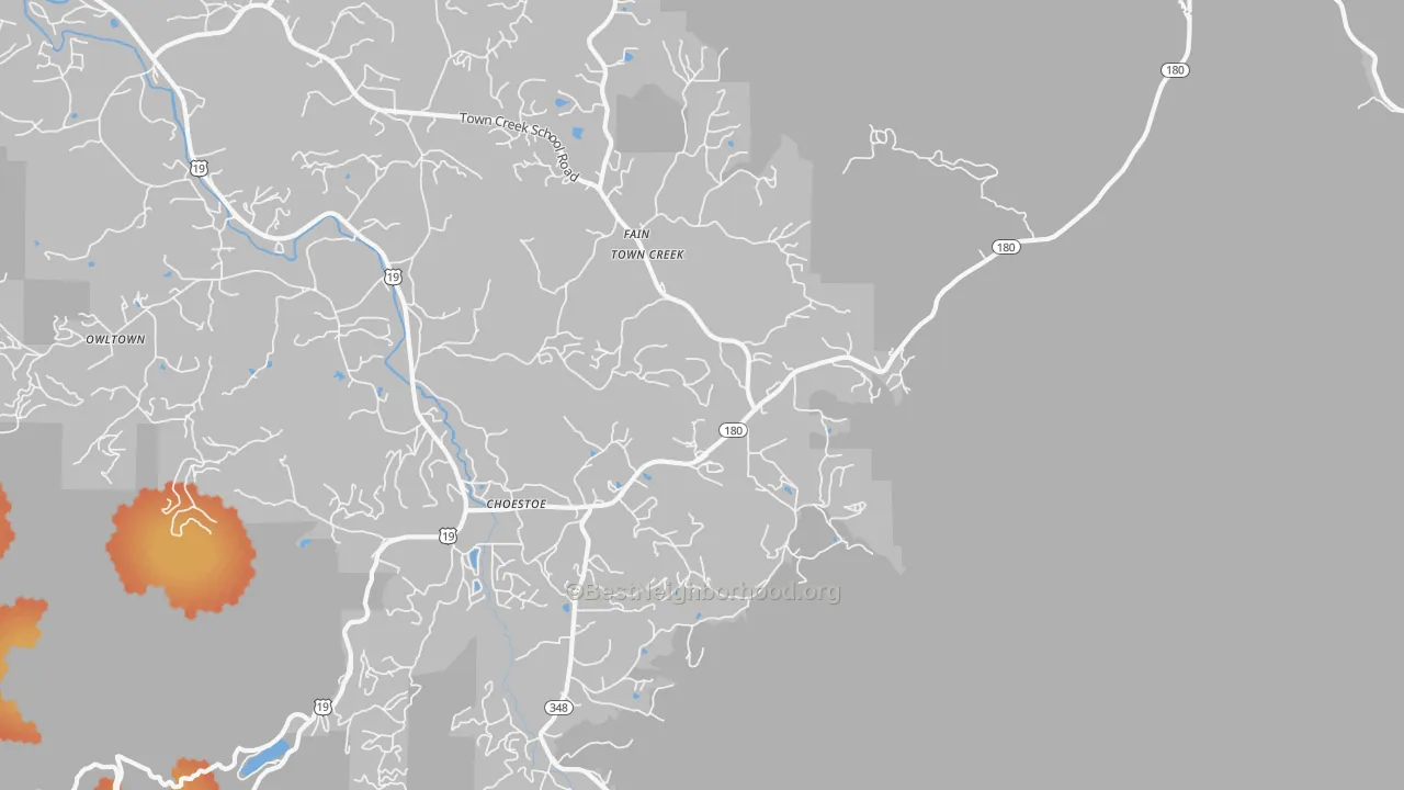 Bike Grade map of Choestoe, GA