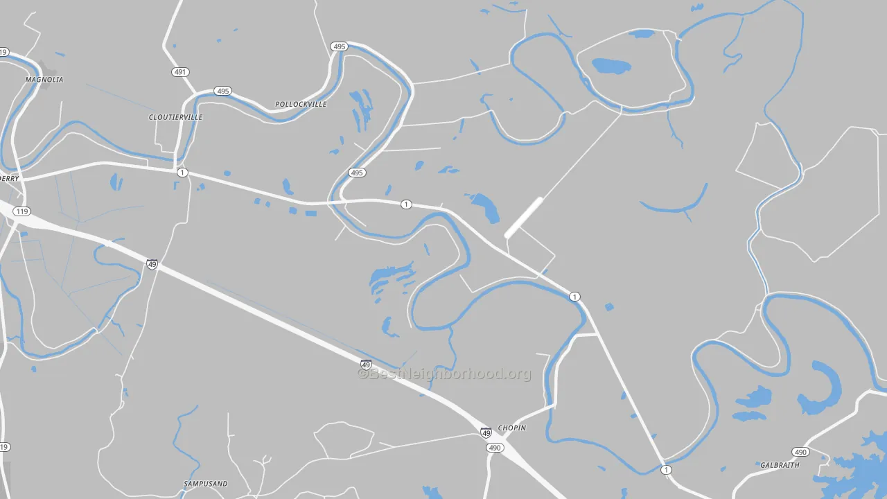 Bike Grade map of Chopin, LA