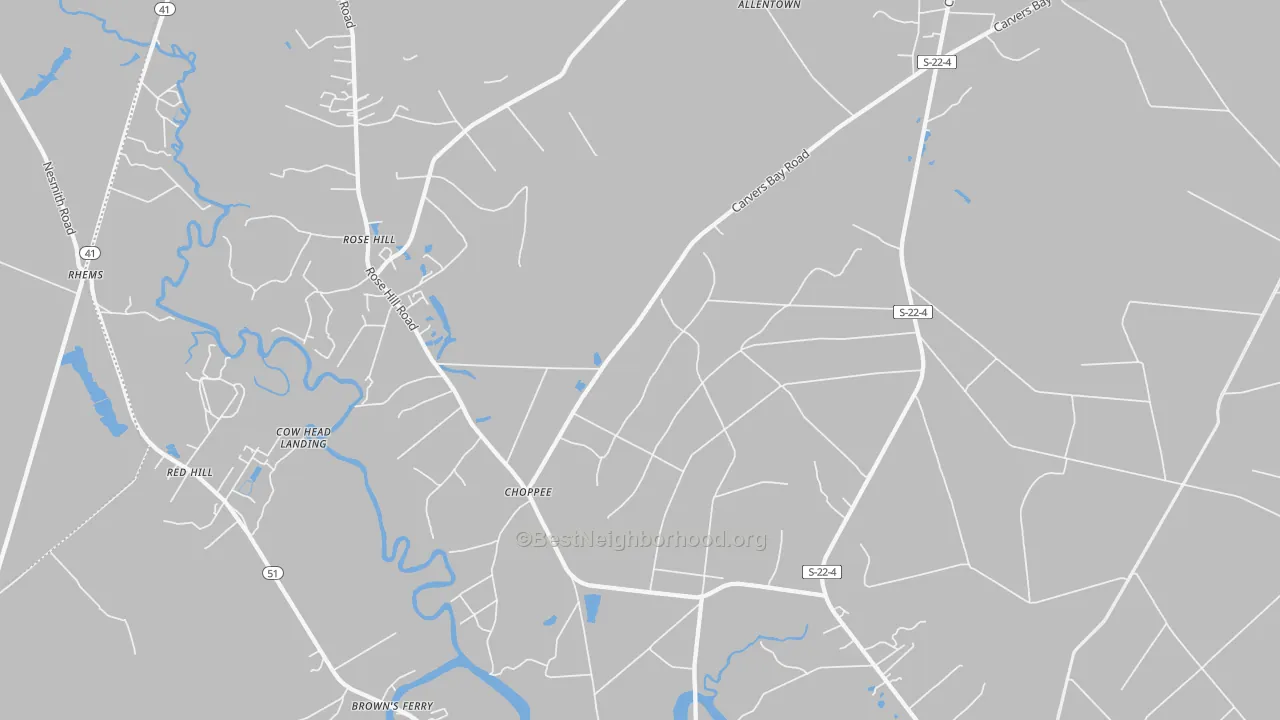 Bike Grade map of Choppee, SC