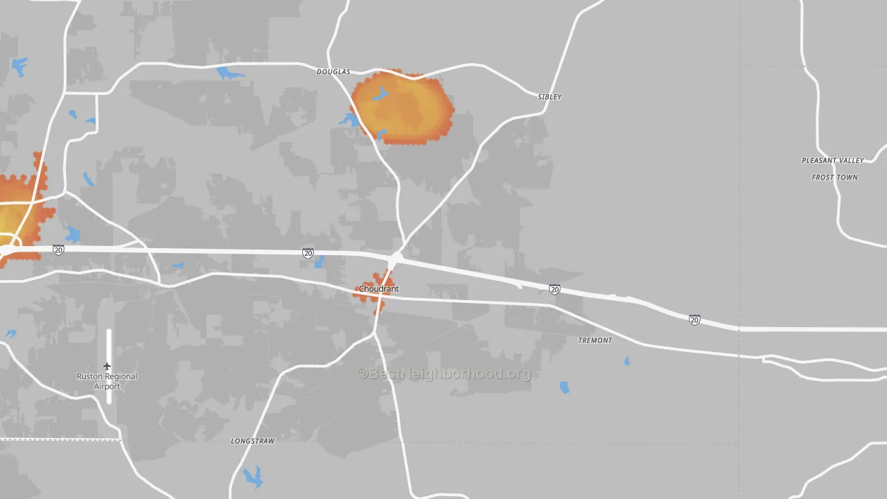 Bike Grade map of Choudrant, LA