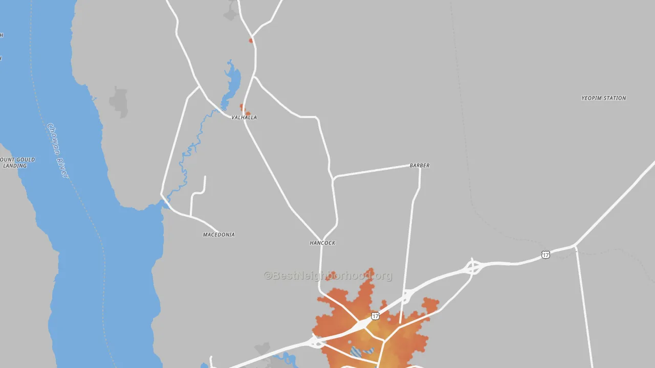 Bike Grade map of Chowan County, NC