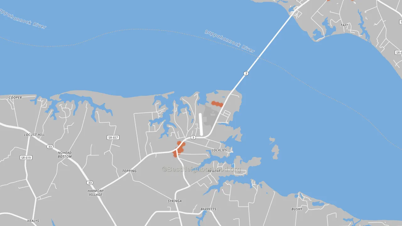 Bike Grade map of Christchurch, VA