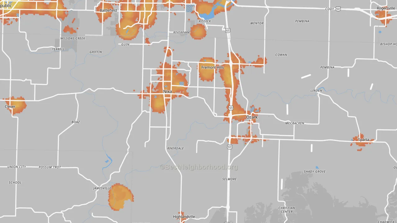 Bike Grade map of Christian County, MO