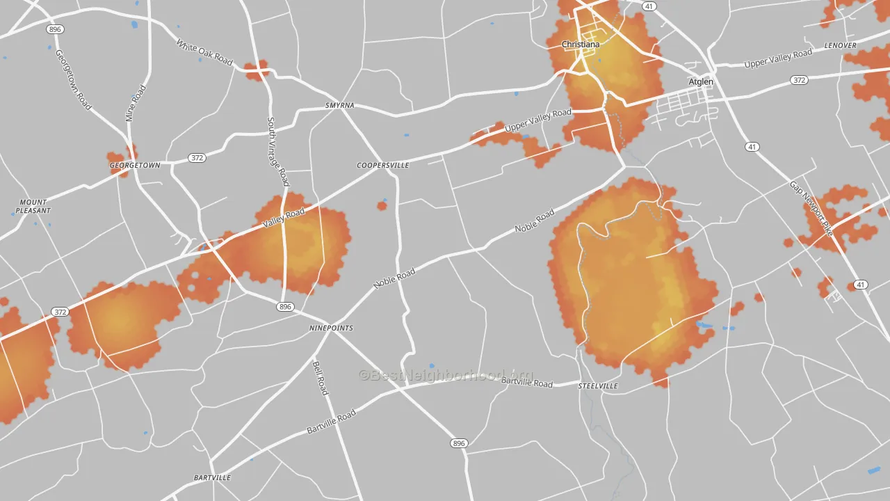 Bike Grade map of Christiana, PA