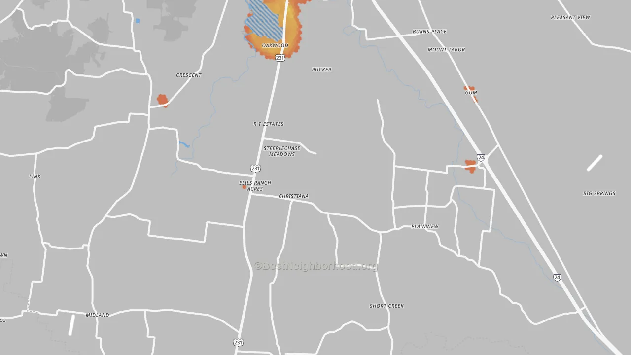 Bike Grade map of Christiana, TN