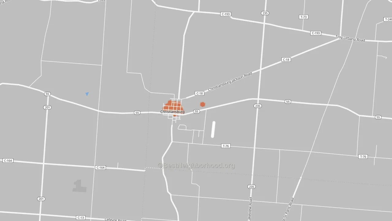 Bike Grade map of Christiansburg, OH