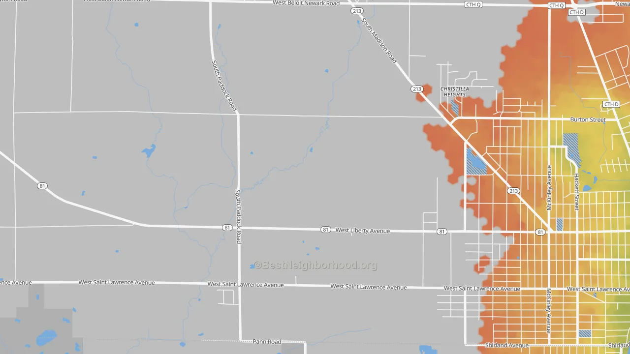 Bike Grade map of Christilla Heights, WI