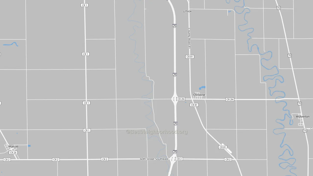 Bike Grade map of Christine, ND