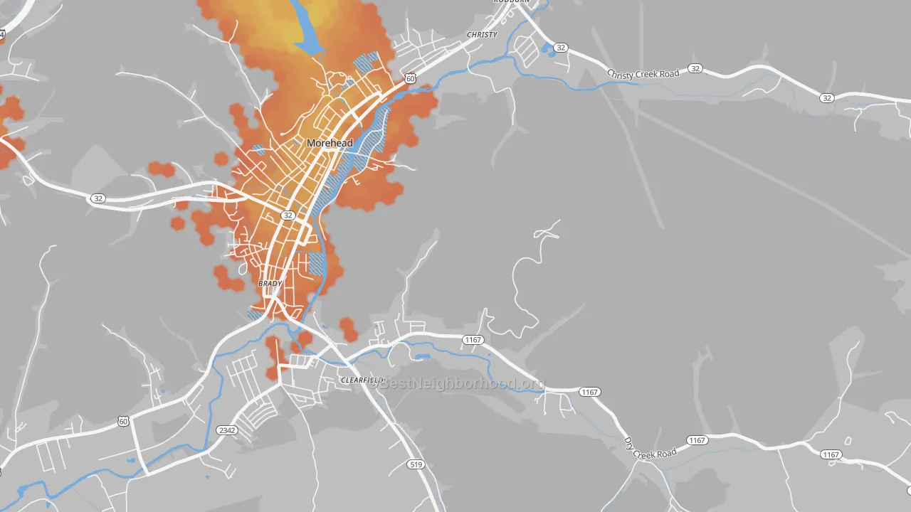 Bike Grade map of Christy, KY