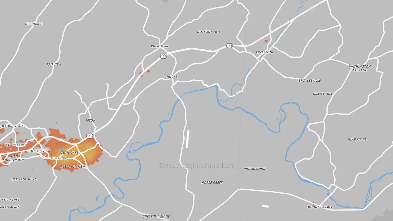 Bike Grade map of Chuckey, TN